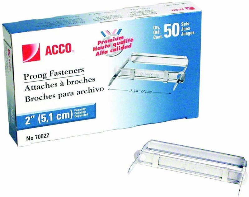 ACCO Brands مُثبِت برونغ من أكو براندز، مجموعة كاملة، سعة 2 إنش، علبة من 50 (A7070022) - Image 1